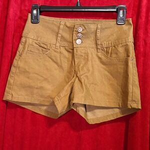 April Girl High Waist Shorts Womens Size 3 Brown Good 3-Button Stretch Denim